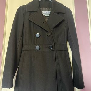 Maria Womens Black Winter Peacoat Jacket Small Button Down